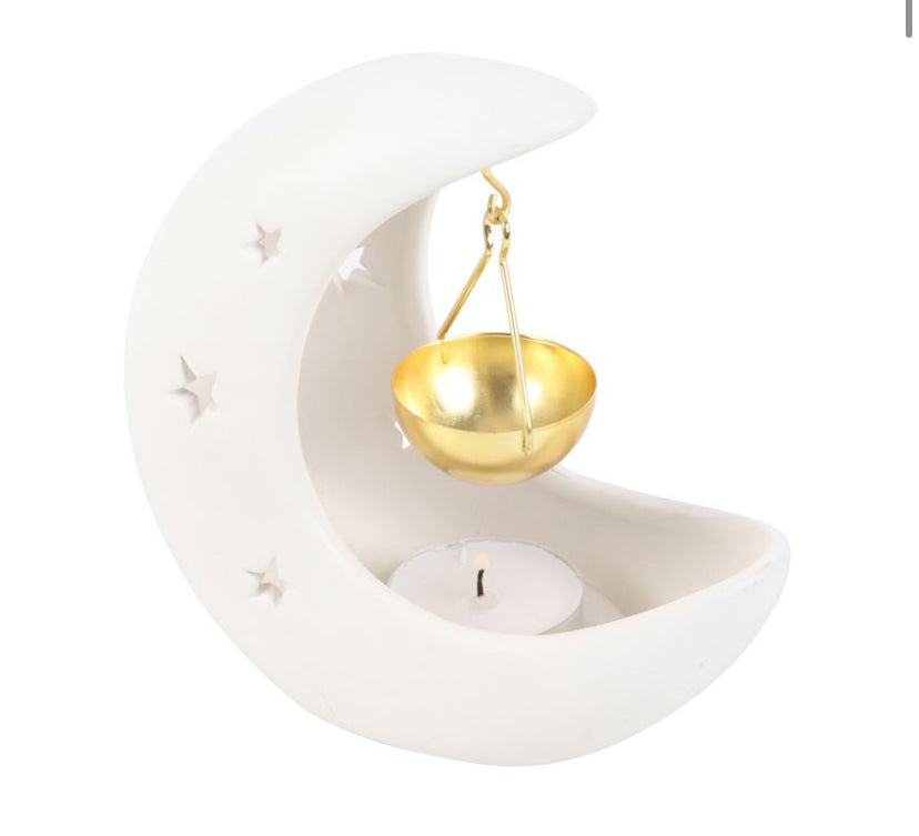 White crescent moon burner