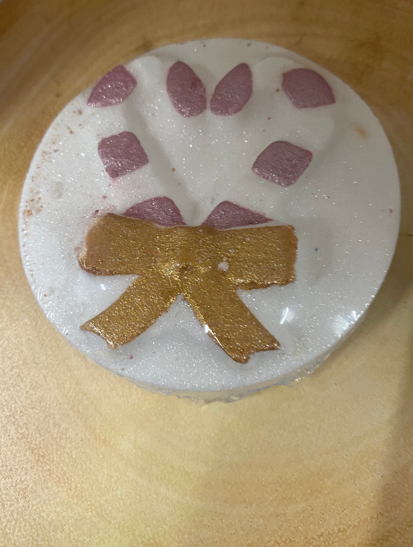 Glittery candy cane bath bomb