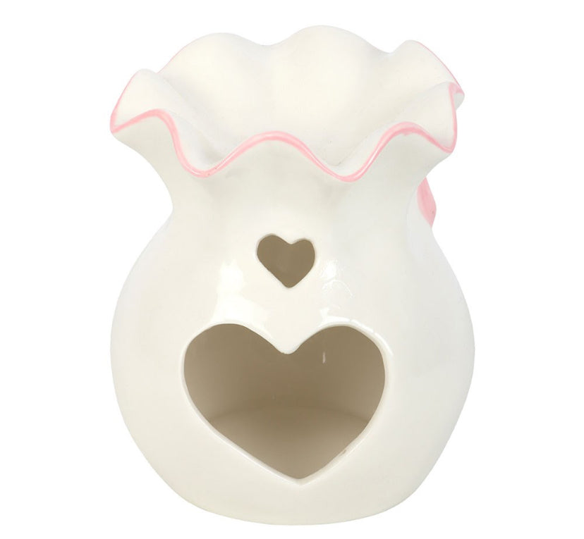 White and pink bow burner