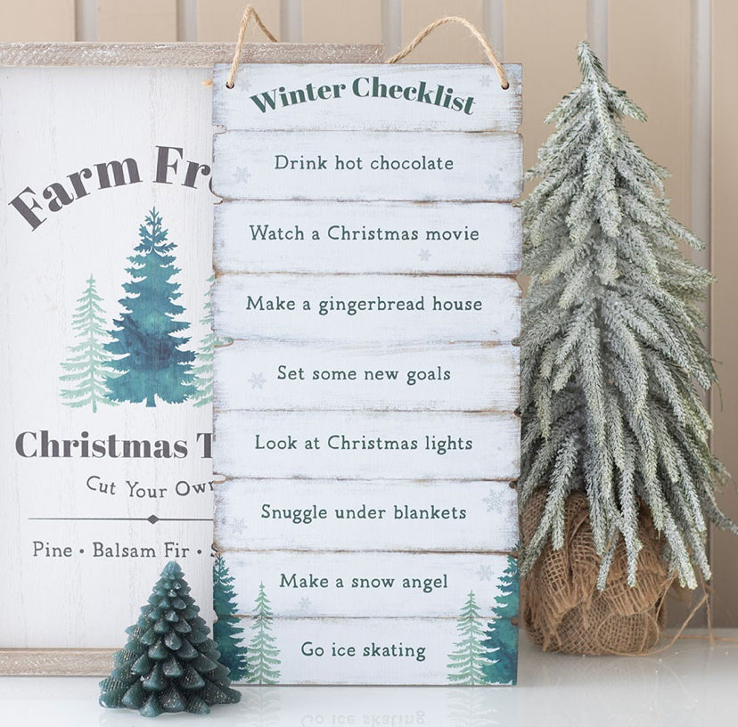 Winter checklist hanging sign.