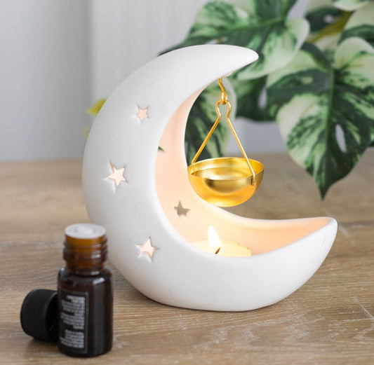 White crescent moon burner