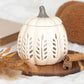 Cream leaf cut out pumpkin burner