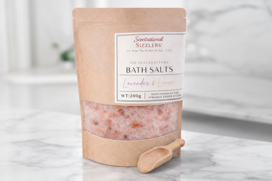 Foaming Bath Salts with wooden spoon.