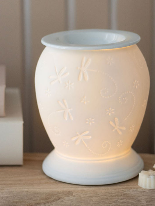 Dragonfly white ceramic electric warmer