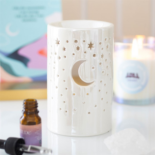 Iridescent White Moon Pillar Oil Burner